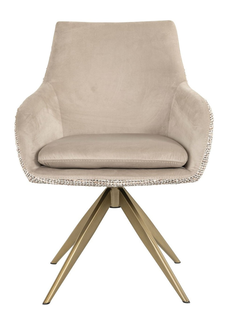 Esszimmerstuhl Lisonne Drehstuhl trendy nature mit goldenem Metallfuß