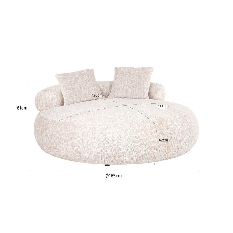 Sofa Tivola lovely cream – rundes Loungesofa mit Polyesterbezug