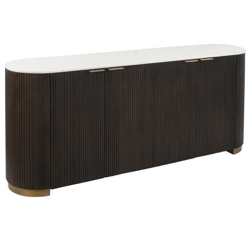Sideboard Mayfield braun – Mangoholz, Marmor & Metall, 180 cm