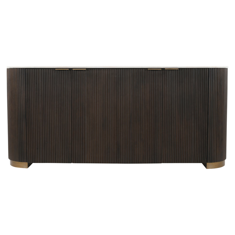 Sideboard Mayfield braun – Mangoholz, Marmor & Metall, 180 cm