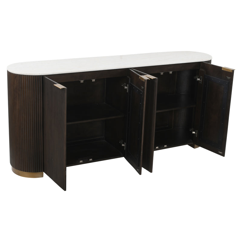 Sideboard Mayfield braun – Mangoholz, Marmor & Metall, 180 cm