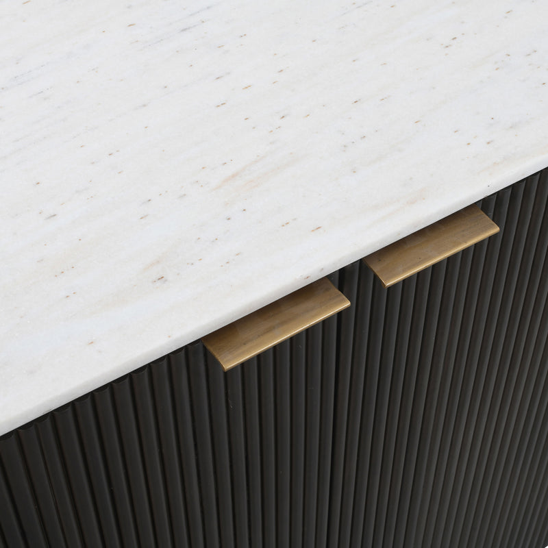Sideboard Mayfield braun – Mangoholz, Marmor & Metall, 180 cm