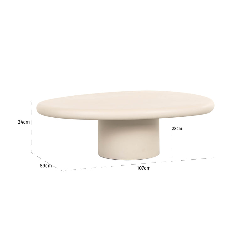Couchtisch Clayton beige 110x90 cm – organisches Design, MDF