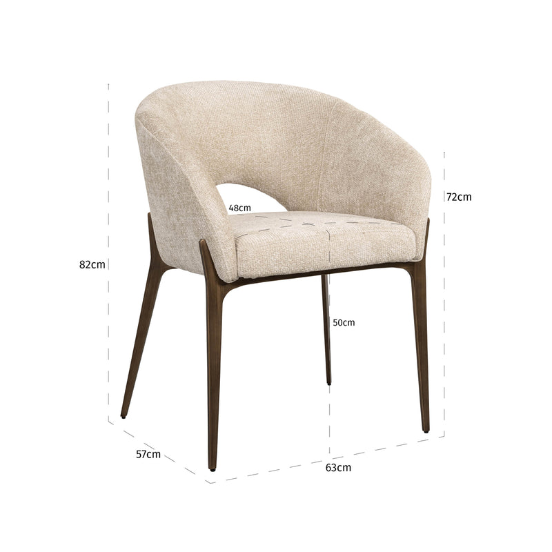 Esszimmerstuhl Kenzi cream unicorn – gepolstert mit Metallbeinen