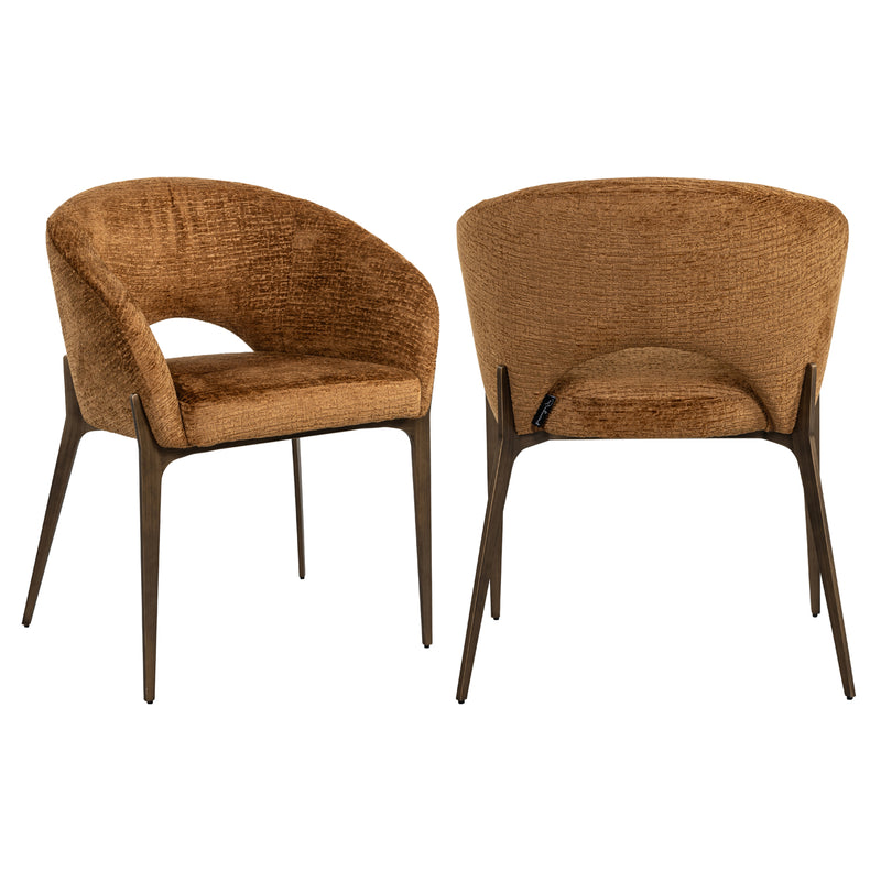 Esszimmerstuhl Kenzi cognac fusion mit Polsterbezug und Metallbeinen