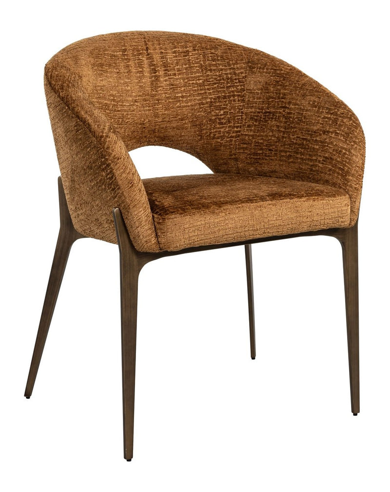 Esszimmerstuhl Kenzi cognac fusion mit Polsterbezug und Metallbeinen