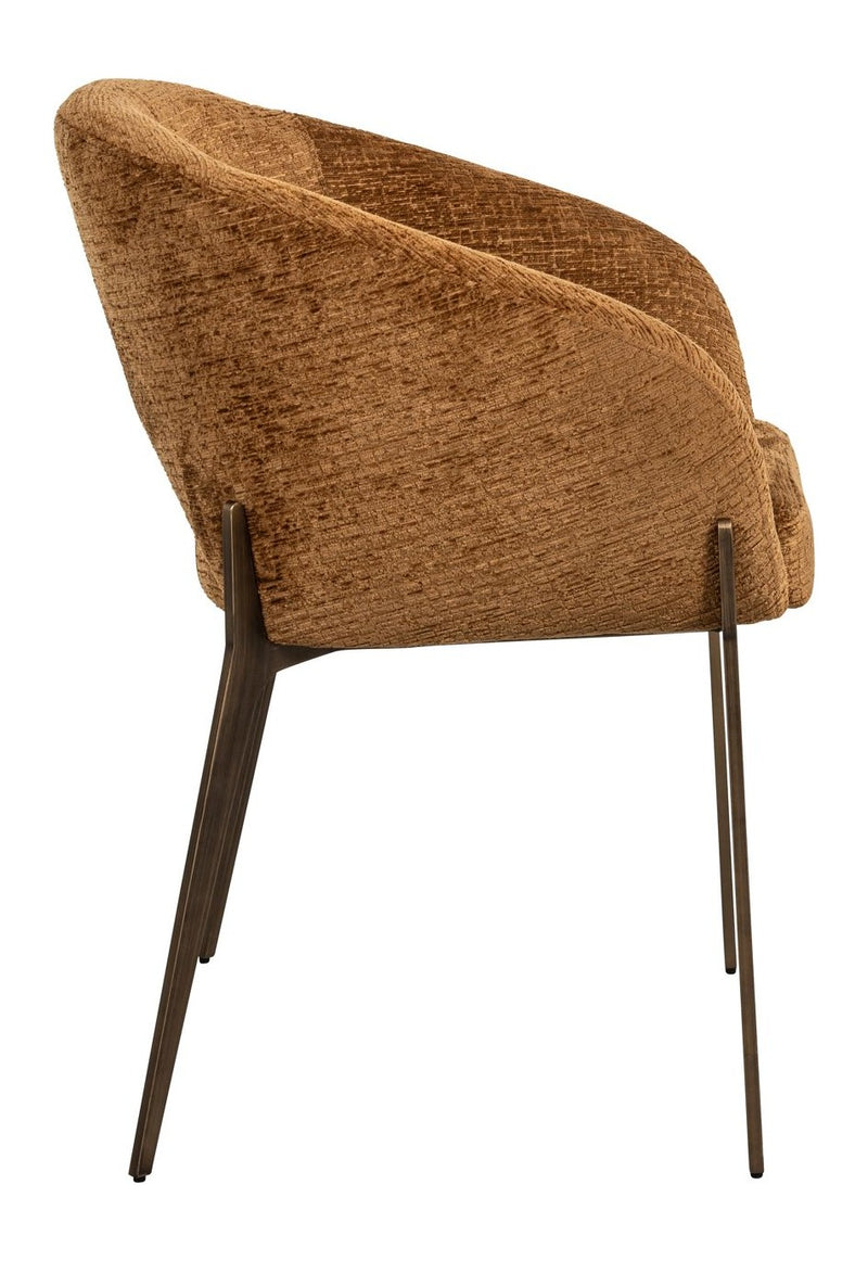 Esszimmerstuhl Kenzi cognac fusion mit Polsterbezug und Metallbeinen