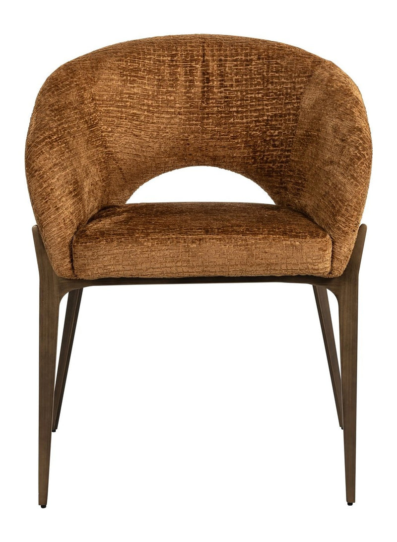 Esszimmerstuhl Kenzi cognac fusion mit Polsterbezug und Metallbeinen