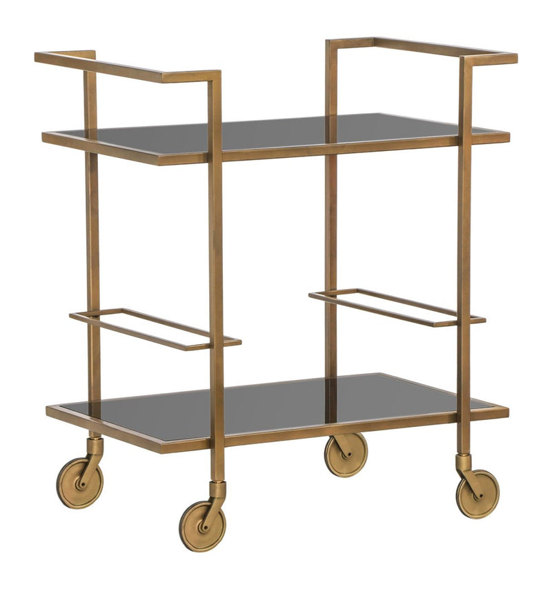 Richmond Servierwagen Xo brushed gold – Eisen & Glas, 2 Etagen