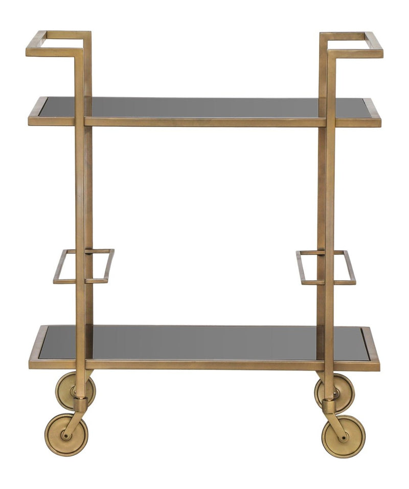 Richmond Servierwagen Xo brushed gold – Eisen & Glas, 2 Etagen