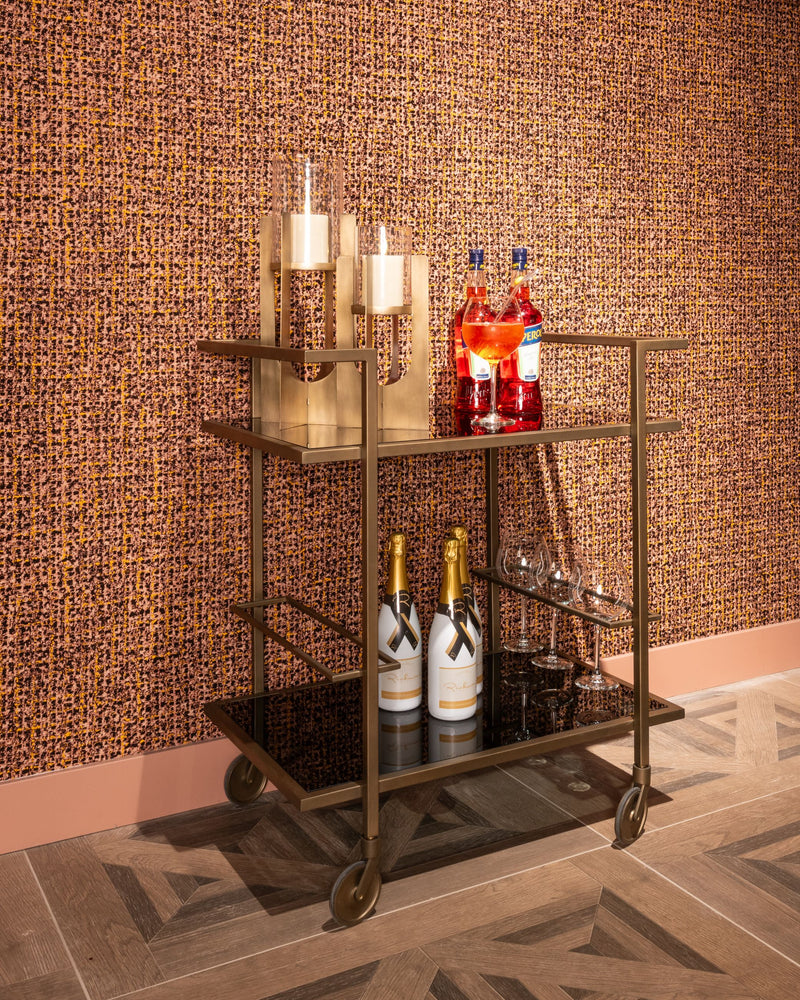 Richmond Servierwagen Xo brushed gold – Eisen & Glas, 2 Etagen