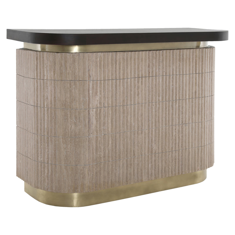 Richmond Bar Martini Travertin – Hausbar beige mit Messing-Akzenten