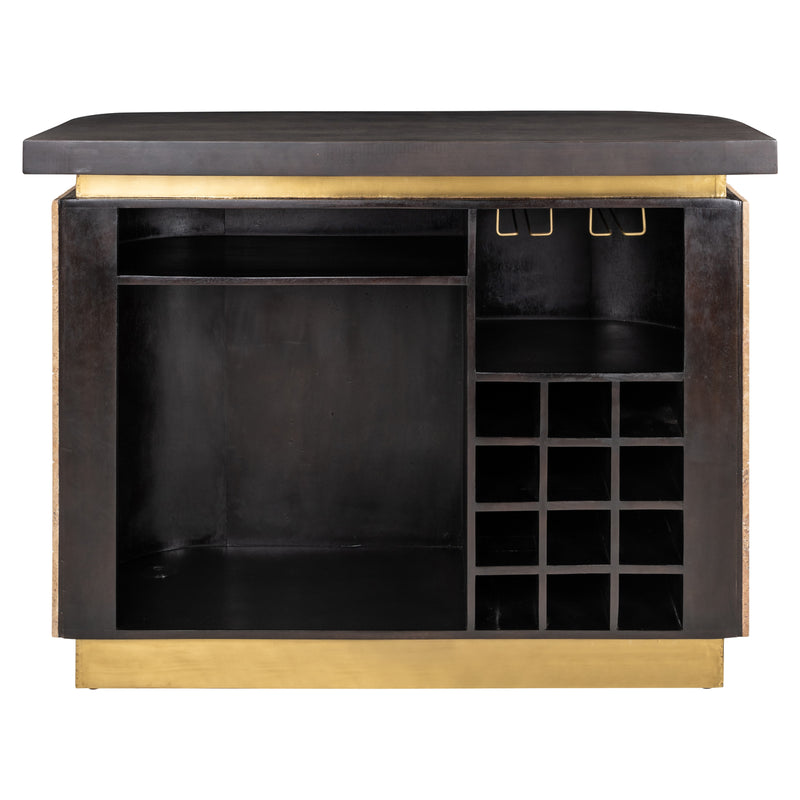 Richmond Bar Martini Travertin – Hausbar beige mit Messing-Akzenten