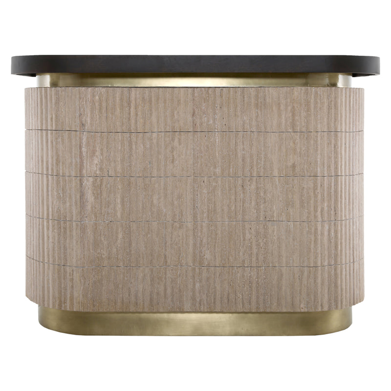 Richmond Bar Martini Travertin – Hausbar beige mit Messing-Akzenten
