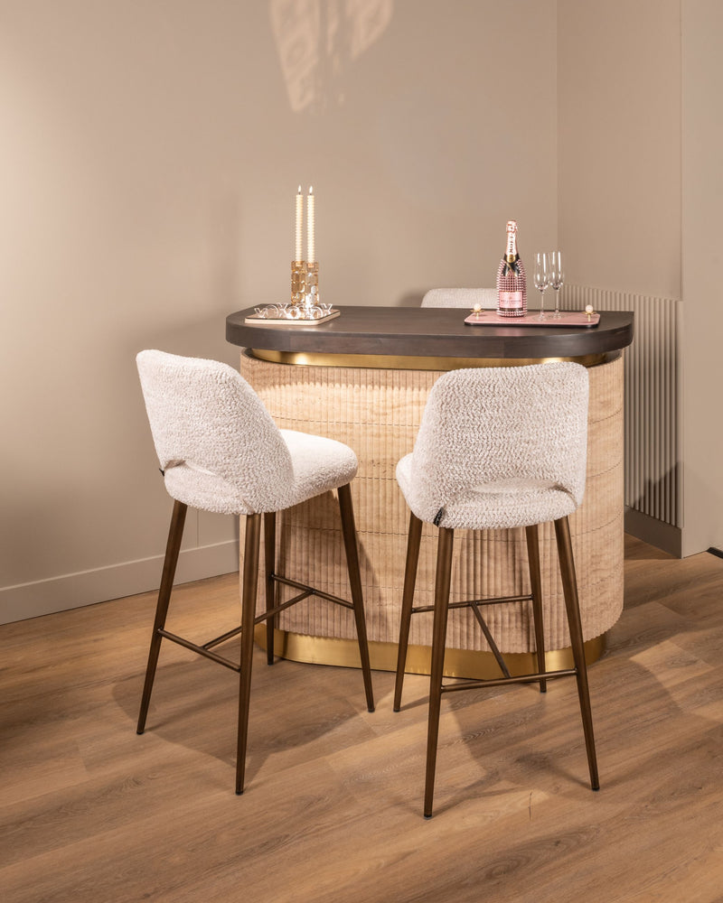Richmond Bar Martini Travertin – Hausbar beige mit Messing-Akzenten