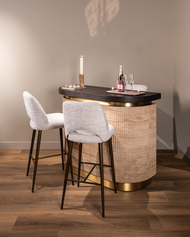 Richmond Bar Martini Travertin – Hausbar beige mit Messing-Akzenten