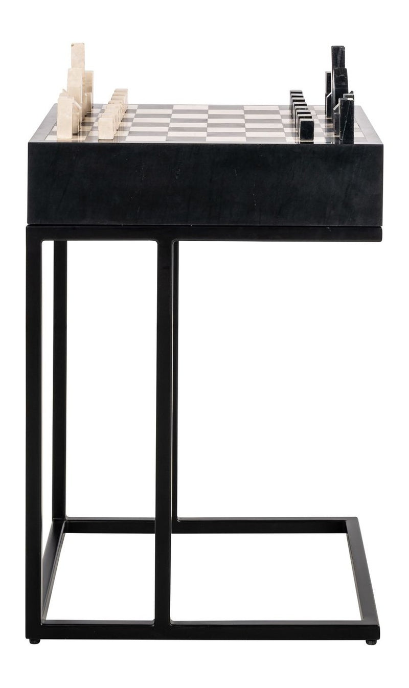 Richmond Beistelltisch Davos in Schwarz mit Marmor-Schachbrett-Optik