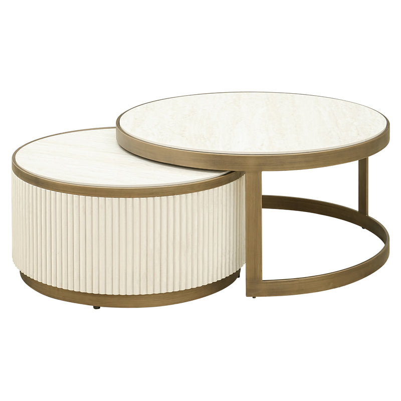 Richmond Tivoli Couchtisch weiß, 2er-Set, Keramik & Eisen