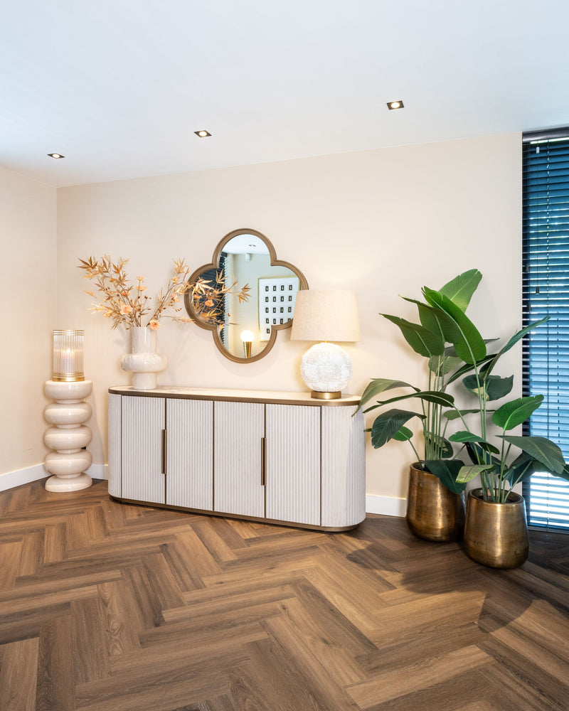 Sideboard Tivoli Weiß mit Keramikplatte und Softclose-Türen