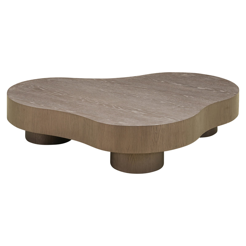 Couchtisch Bogor 2er-Set bronze – organische Form, Eichenfurnier
