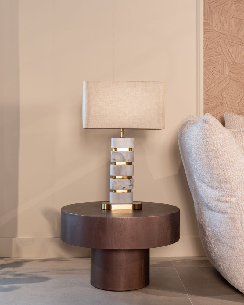 Couchtisch Bogor 2er-Set bronze – organische Form, Eichenfurnier