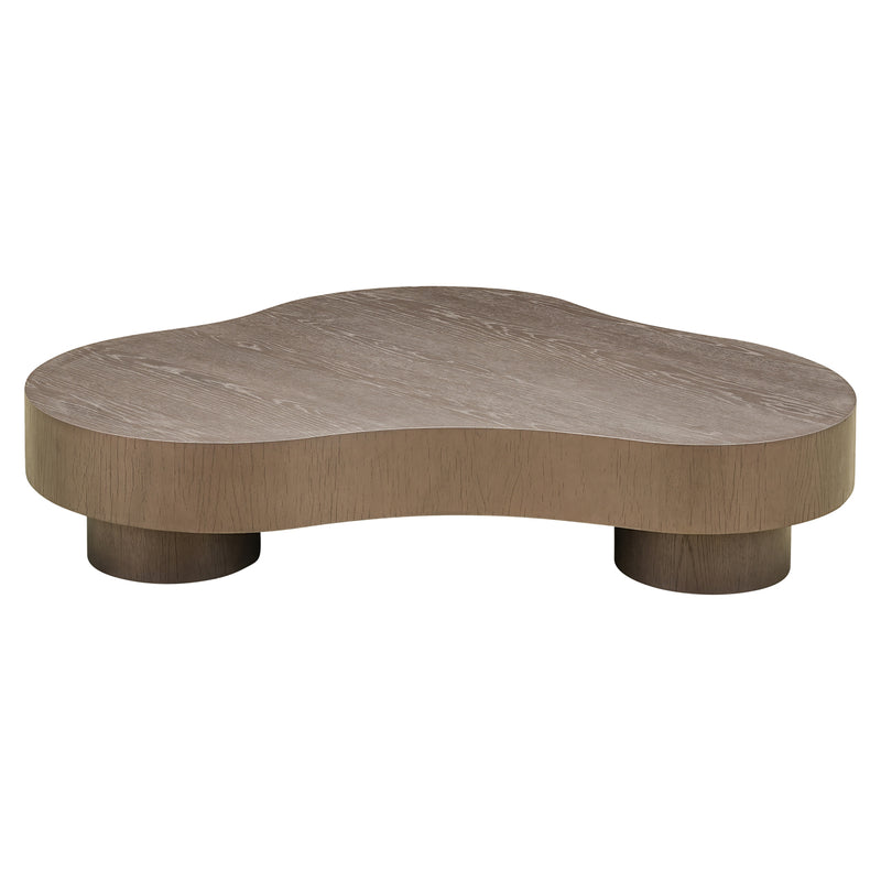 Couchtisch Bogor 2er-Set bronze – organische Form, Eichenfurnier