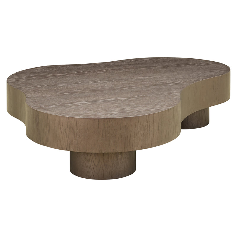 Couchtisch Bogor 2er-Set bronze – organische Form, Eichenfurnier