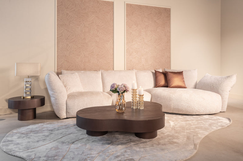 Couchtisch Bogor 2er-Set bronze – organische Form, Eichenfurnier