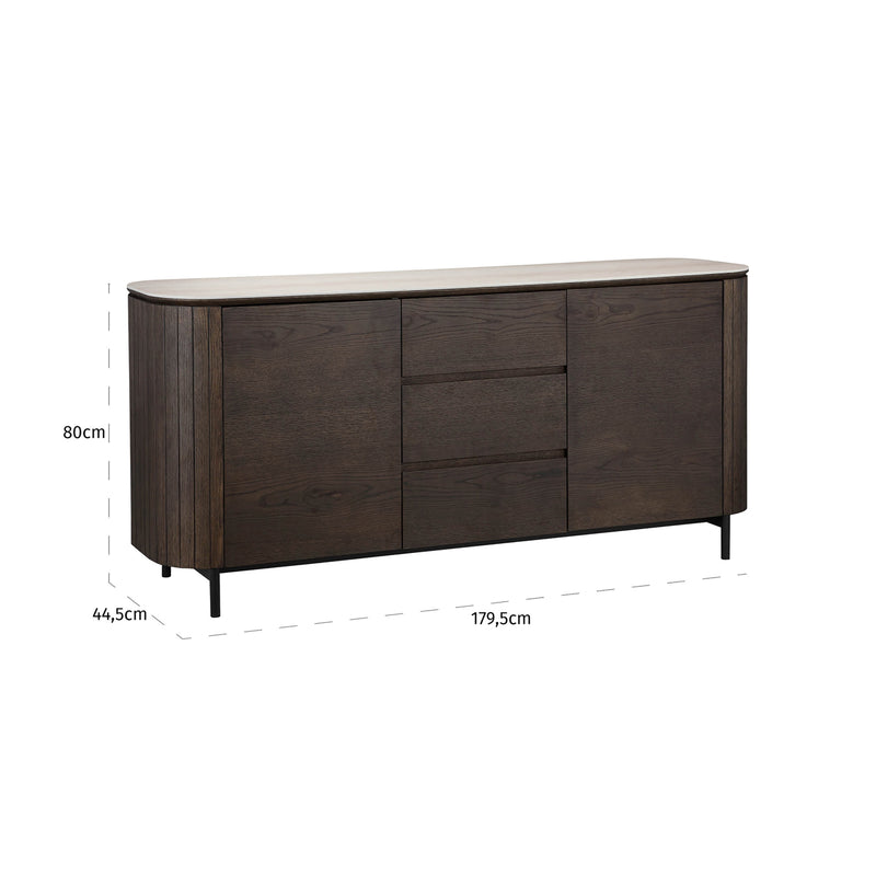 Richmond Sideboard Ritz – Eichenfurnier & Keramik im Travertin-Look