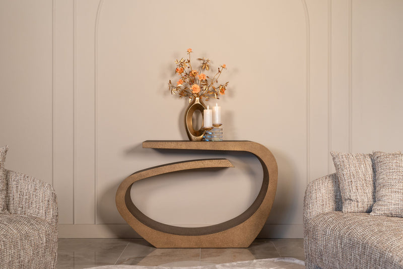 Konsole Alhambra brushed gold – organische Eisen-Konsole von Richmond