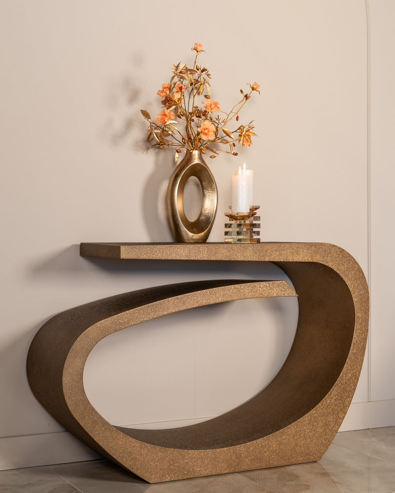 Konsole Alhambra brushed gold – organische Eisen-Konsole von Richmond