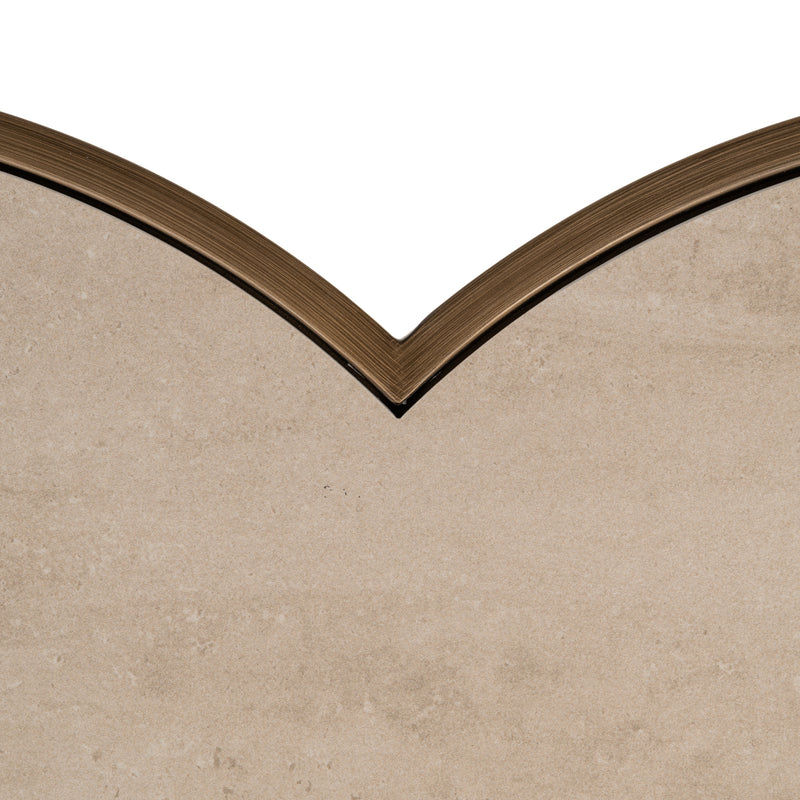Couchtisch Clover Beige – Travertin-Optik, 120x120 cm, Eisen-Gestell