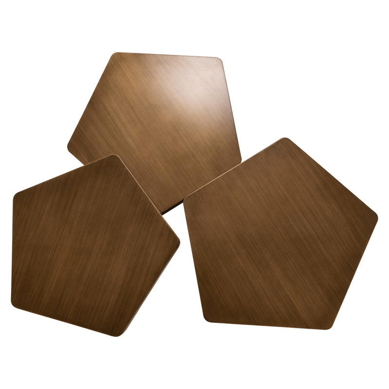Couchtisch Hexa 3er-Set brushed gold - Hexagon-Design aus Eisen