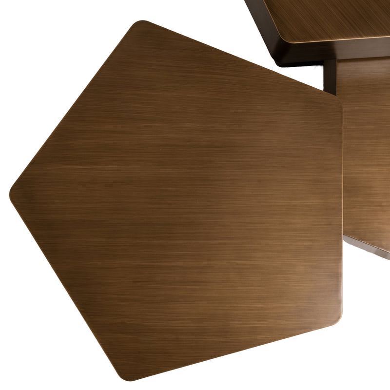 Couchtisch Hexa 3er-Set brushed gold - Hexagon-Design aus Eisen