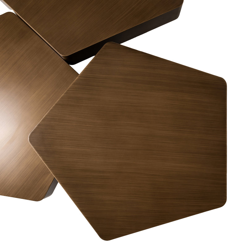 Couchtisch Hexa 3er-Set brushed gold - Hexagon-Design aus Eisen