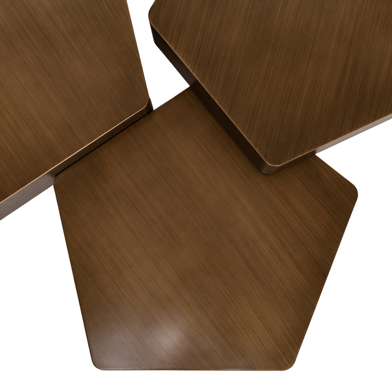 Couchtisch Hexa 3er-Set brushed gold - Hexagon-Design aus Eisen