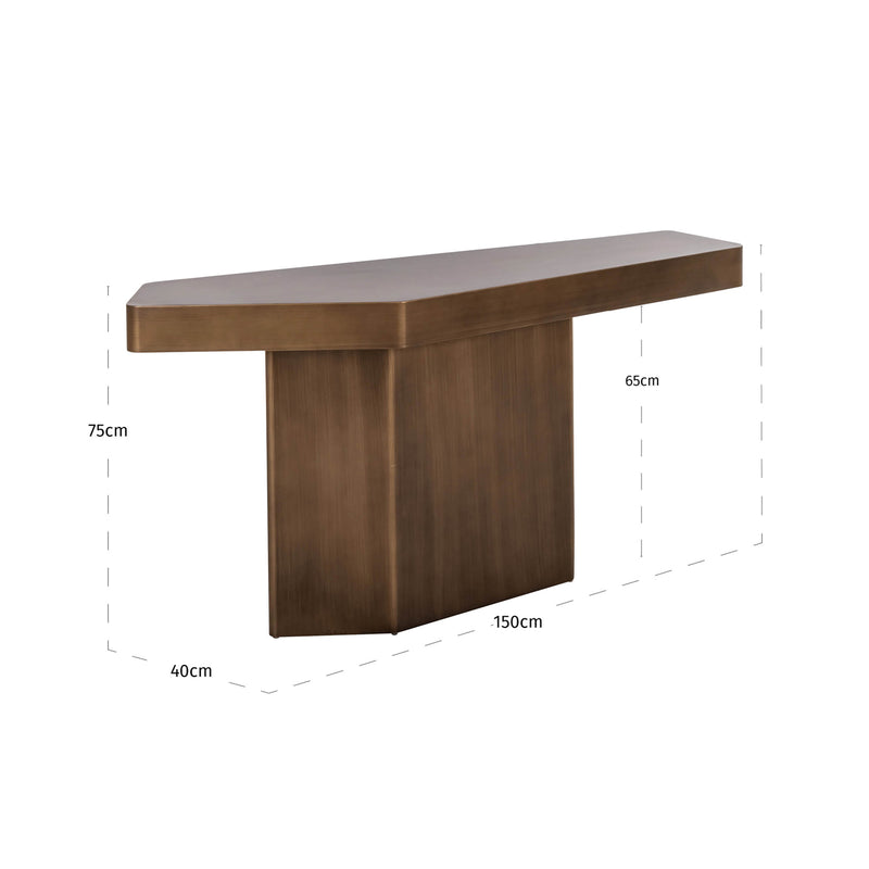 Richmond Konsole Hexa brushed gold – Eisen-Konsolentisch 150 cm