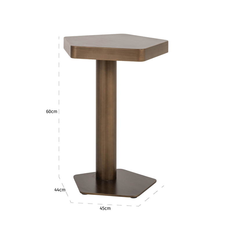 Sofabeistelltisch Hexa brushed gold aus Eisen, sechseckig