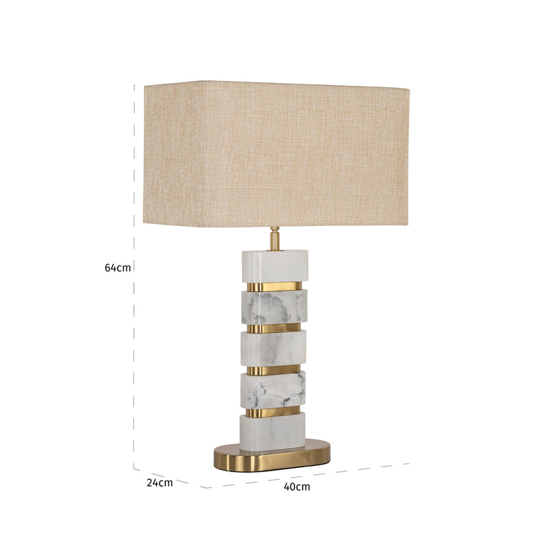 Tischlampe Lenore Gold mit Marmorsockel, Fassung E27 – Richmond