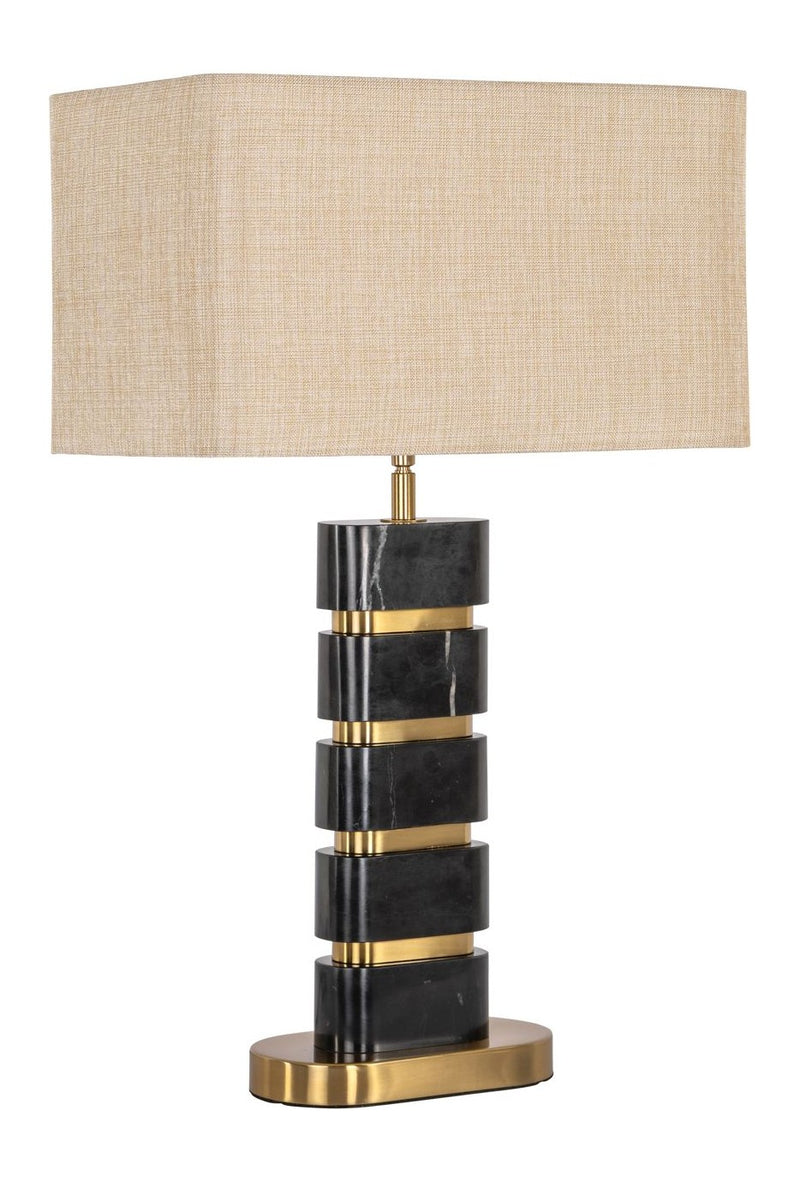 Tischlampe Levina black/gold mit Marmorsockel & Messing-Akzenten