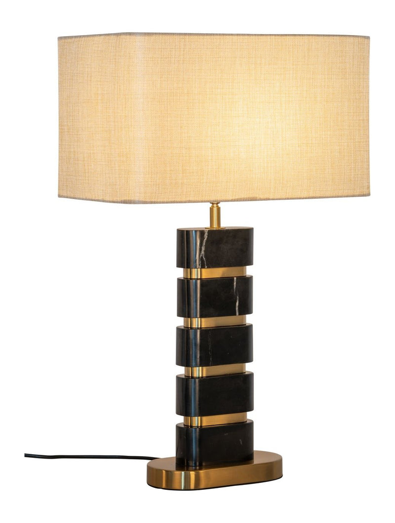 Tischlampe Levina black/gold mit Marmorsockel & Messing-Akzenten