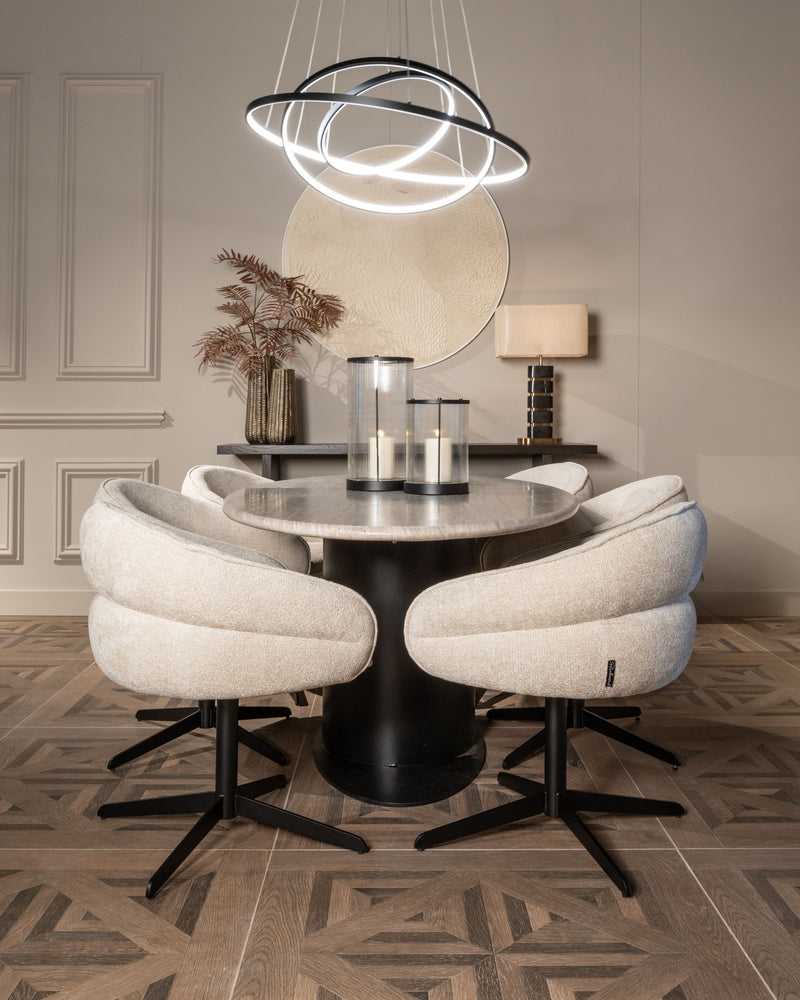 Tischlampe Levina black/gold mit Marmorsockel & Messing-Akzenten