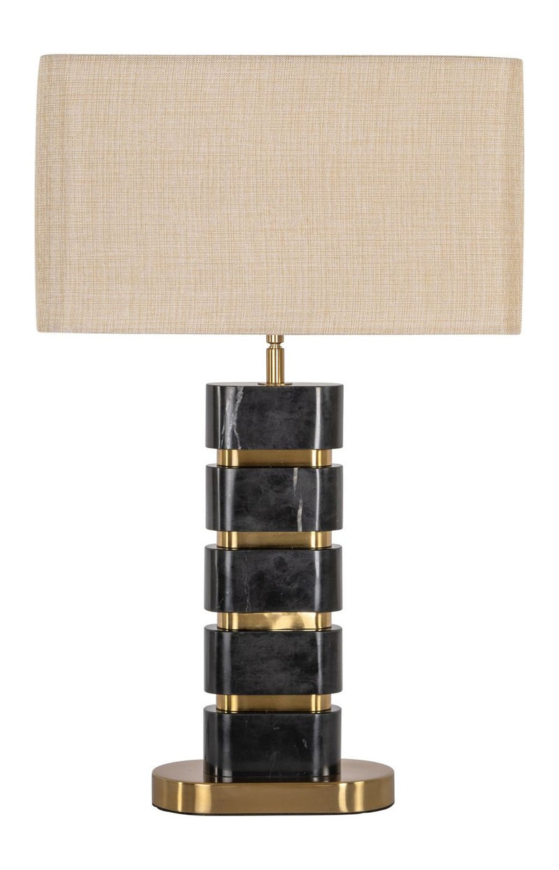Tischlampe Levina black/gold mit Marmorsockel & Messing-Akzenten
