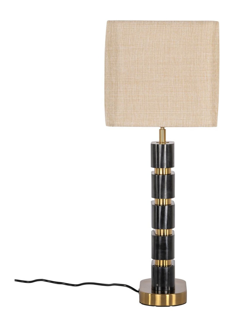 Tischlampe Levina black/gold mit Marmorsockel & Messing-Akzenten