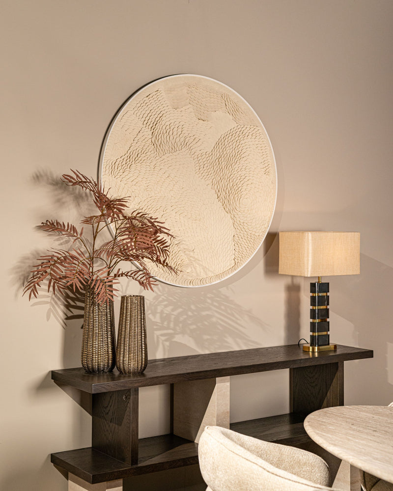 Tischlampe Levina black/gold mit Marmorsockel & Messing-Akzenten