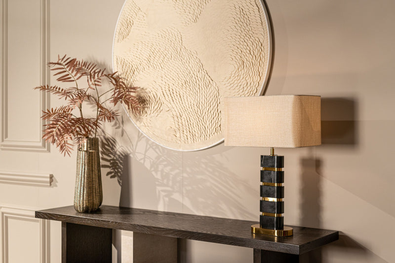 Tischlampe Levina black/gold mit Marmorsockel & Messing-Akzenten