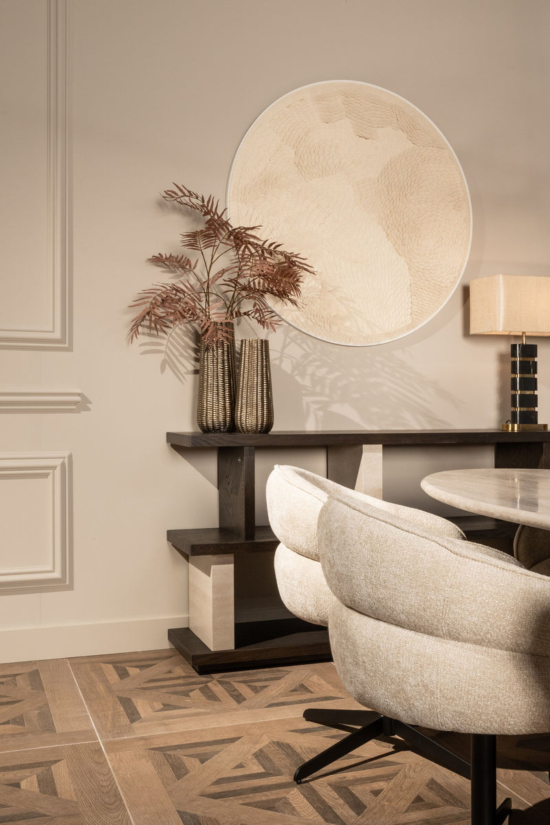 Tischlampe Levina black/gold mit Marmorsockel & Messing-Akzenten