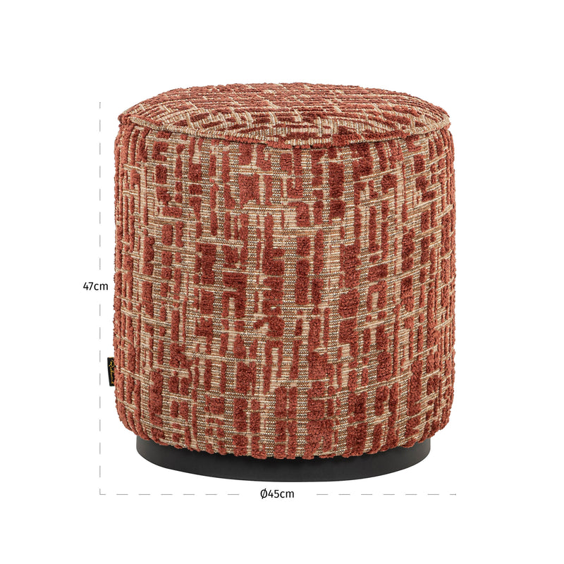 Hocker & Fußbank Lexie terra Ø45 cm – weich gepolstert, Richmond