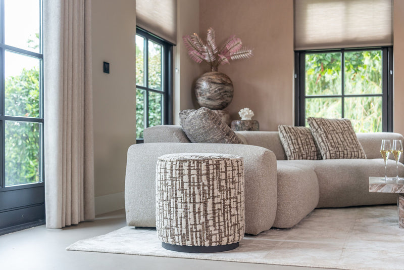 Hocker & Fußbank Lexie terra Ø45 cm – weich gepolstert, Richmond