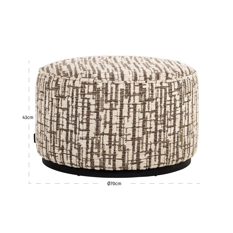 Richmond Hocker & Fußbank Lexie cream Ø 70 cm – Pouf fürs Wohnzimmer